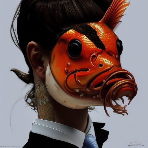 Koi Fish Head in Business Suit Portrait