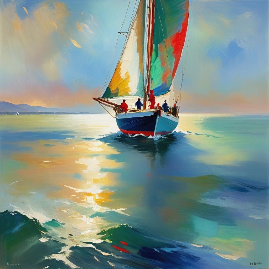 Sailor at Sunset: An Impressionistic Seascape Painting