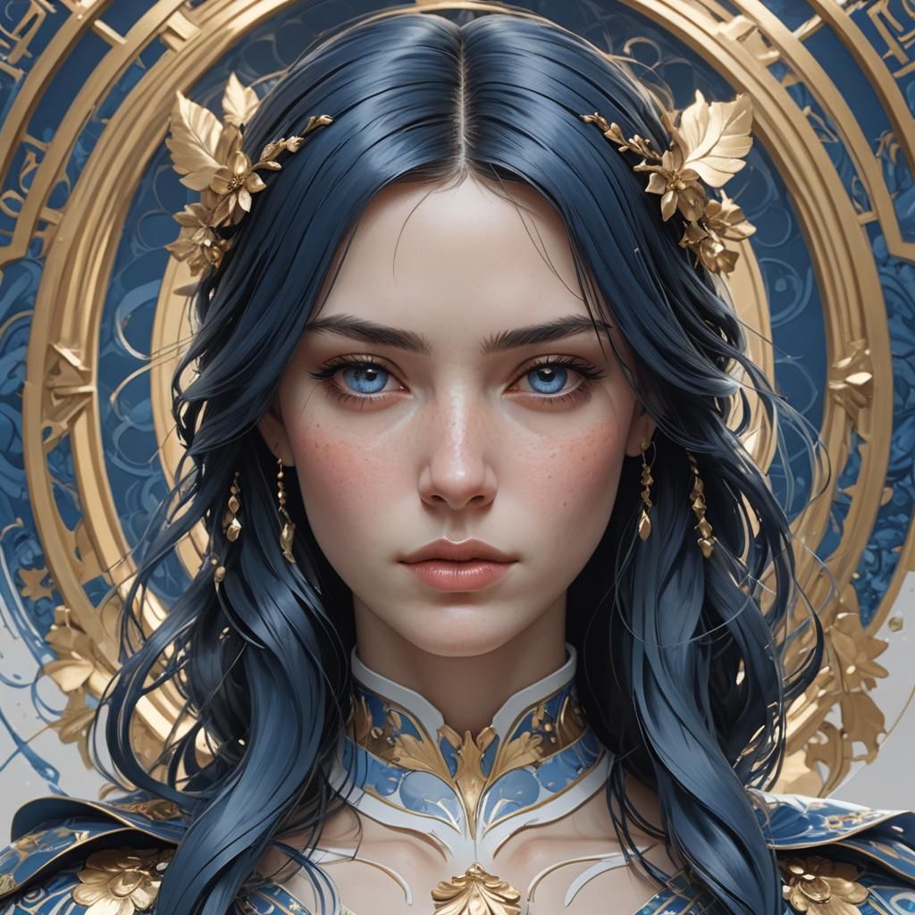 Porcelain Swedish Girl Portrait in Art Nouveau Style