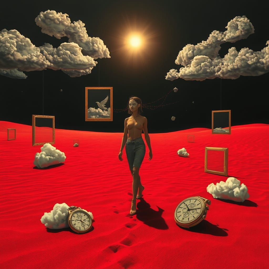 Ethereal Desert Landscape with Mysterious Figure in a Realm ...