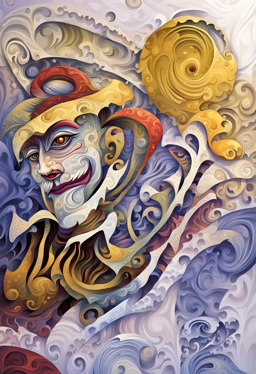 Abstract Gothic Joker with Swirling Details