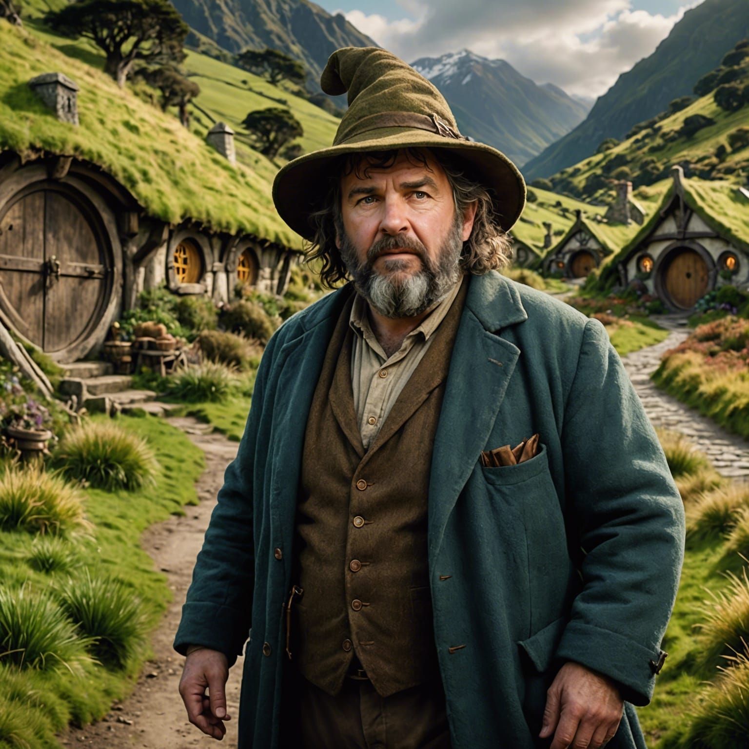 Peter Jackson as Hobbit in New Zealand: Digital Art