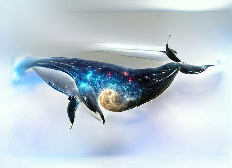 Whale Soaring Through Starry Cosmic Space