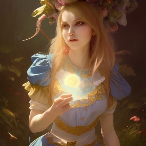 Alice in Wonderland Portrait in Anime Style