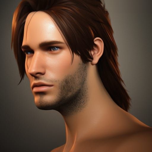 Brown-haired Man in 3D Game Cinematic Style