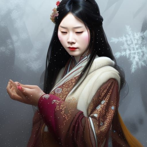 Chinese Woman Portrait in Traditional Dress