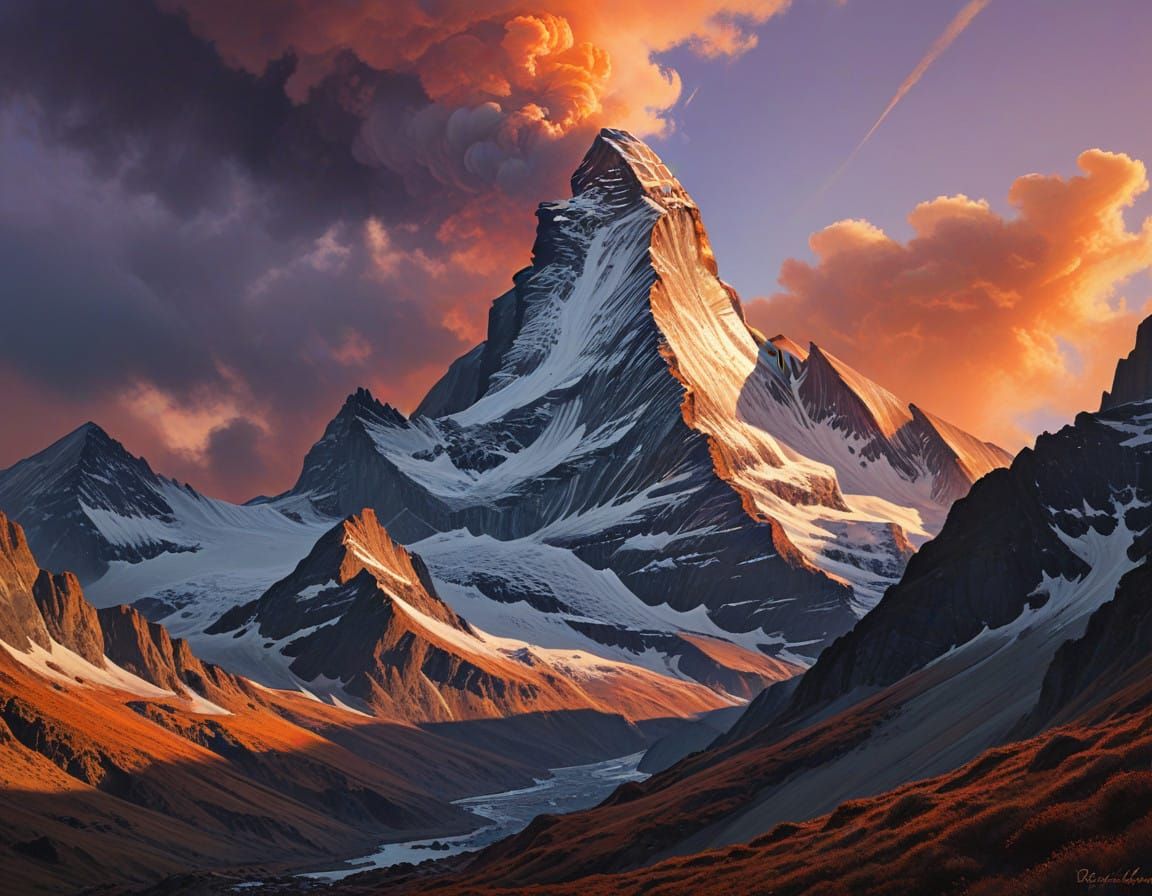 Majestic Matterhorn Dawn Landscape in Vibrant Colors