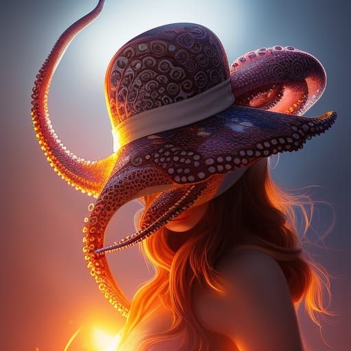 Fantasy Girl with Octopus Hat Portrait