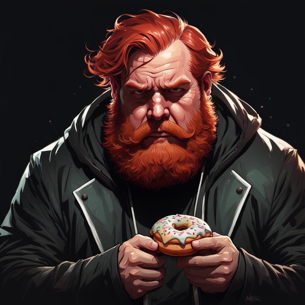 Irishman Eats Donut: Hyperdetailed Portrait