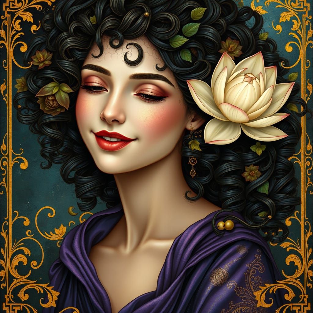 Ethereal Dream Goddess in Art Nouveau Style
