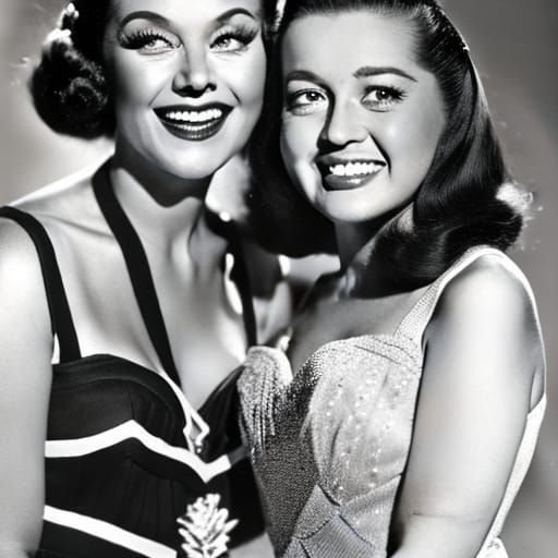Two Vintage Actresses in Classic Hollywood Style