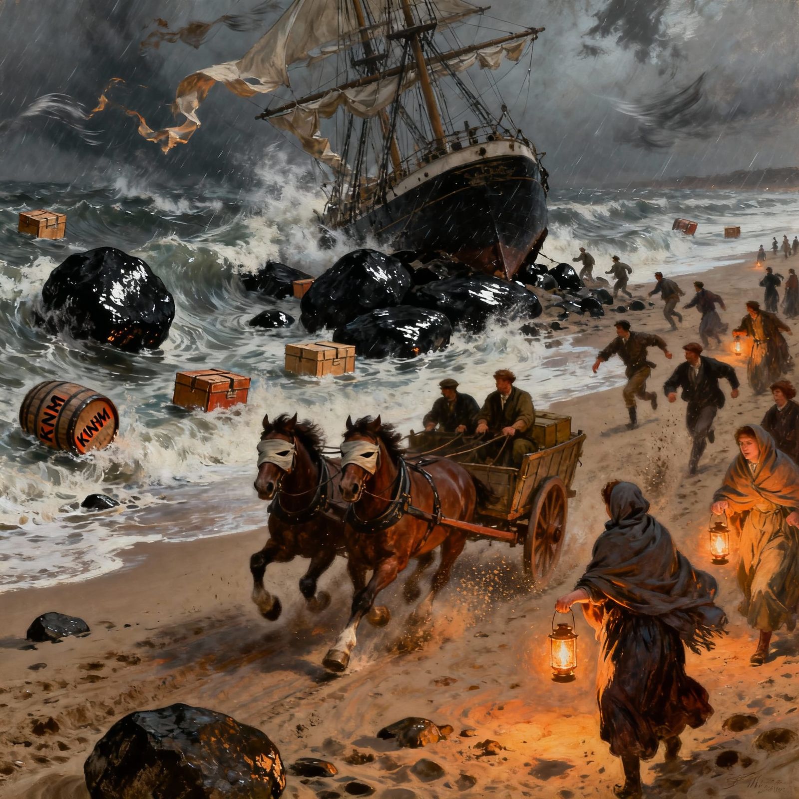 Fierce Storm Shipwreck on Dangerous Beach