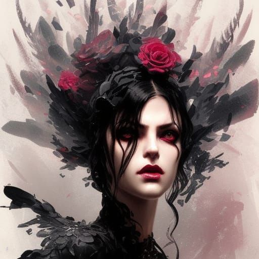 Intricate Black Roses in a Sinister Style