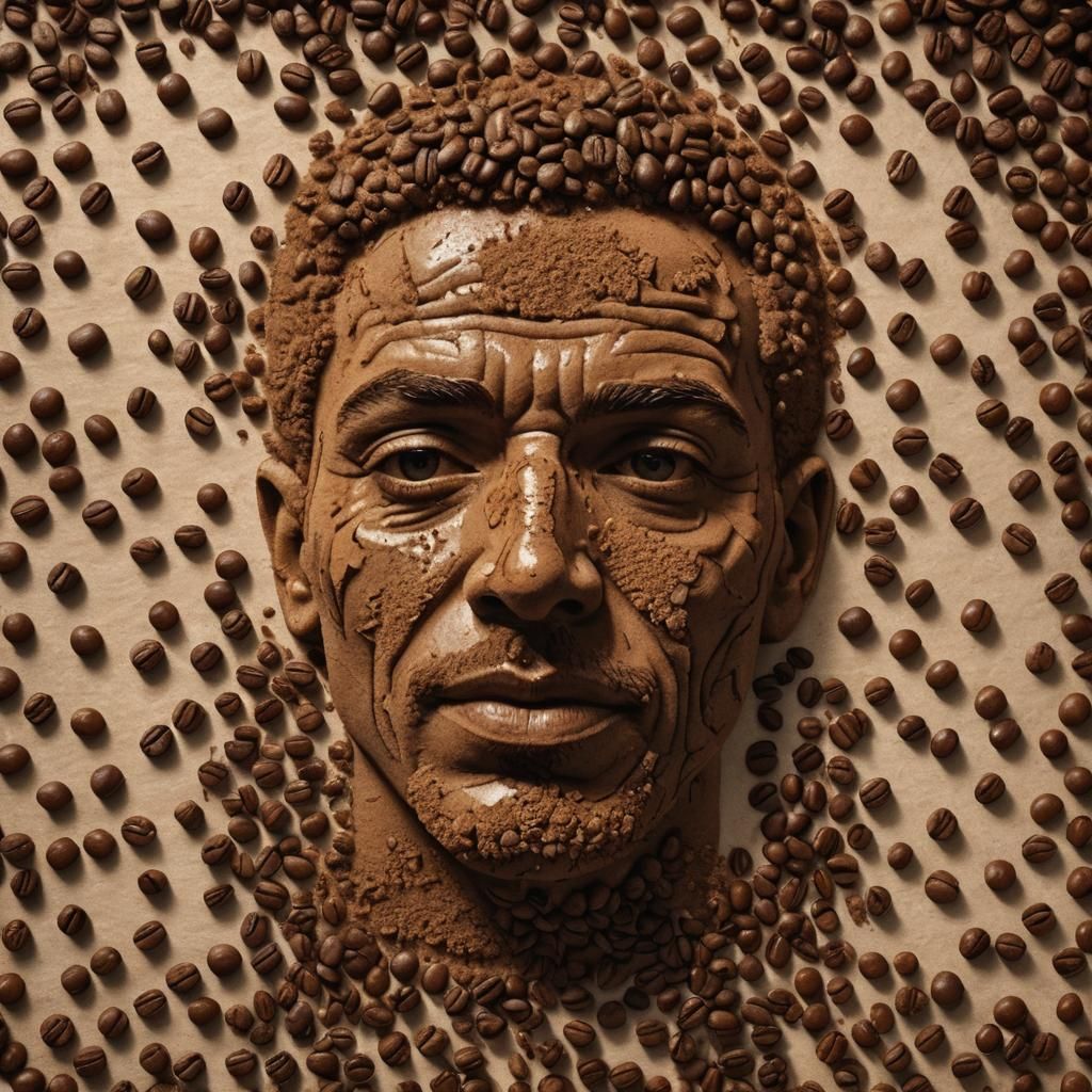 Hyperrealistic Coffee Flour Face 3D Render