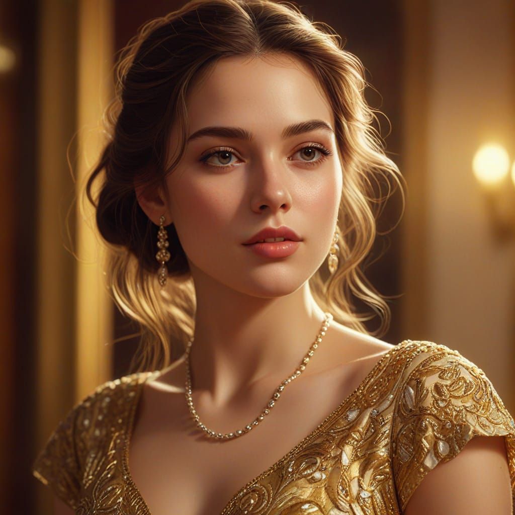 Stunning Woman in Vibrant Oil Painting Style