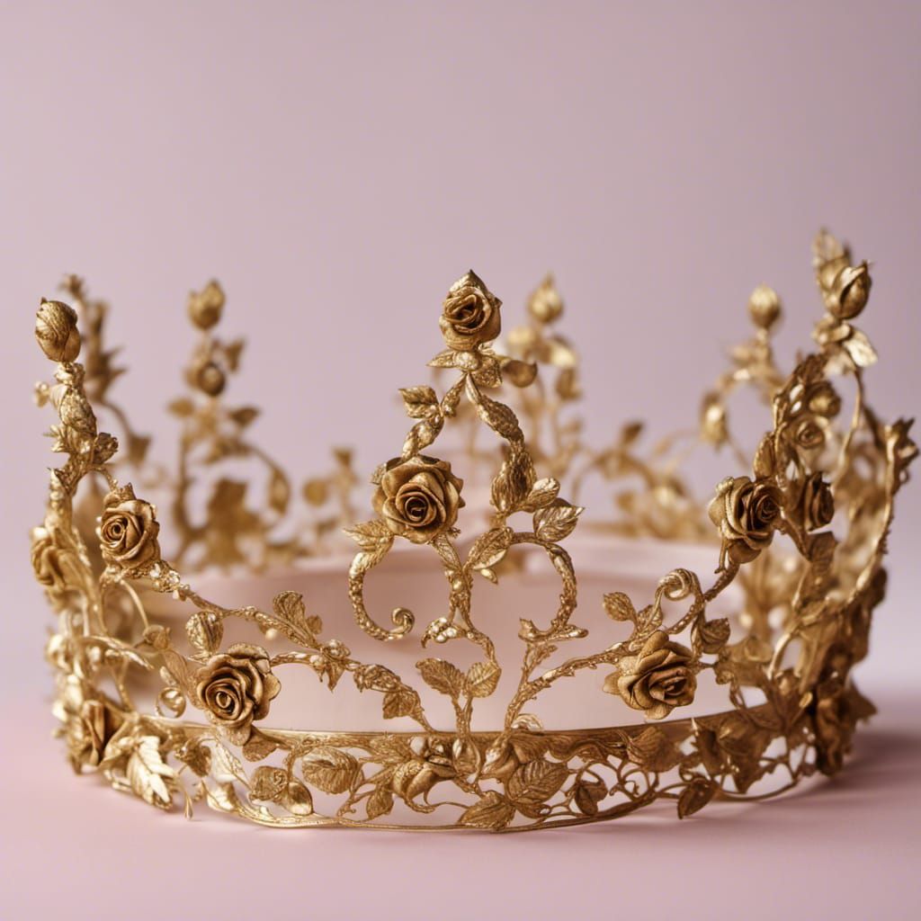 Golden Rococo Rose Princess Crown