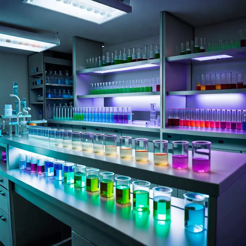 Modern Science Lab with Glowing Glassware