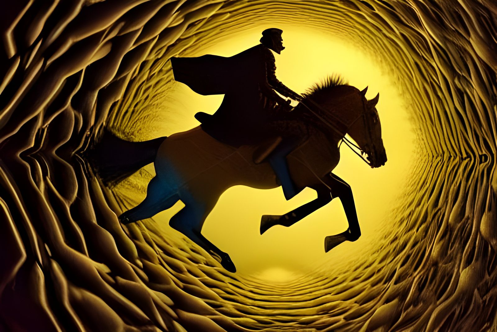 Headless Horseman in Fractal Vertigo, Hyper-Real Painting