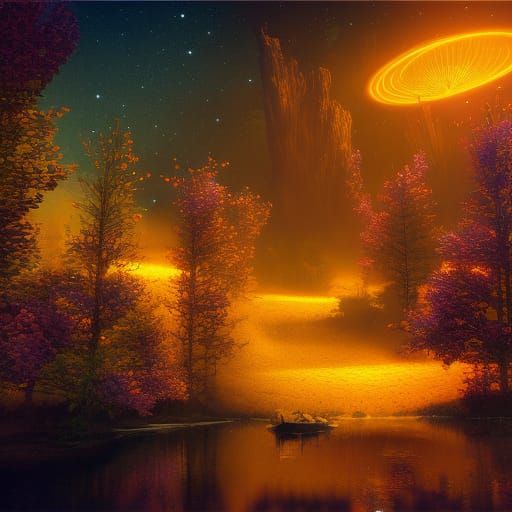 Enchanted Firefly Night: A Detailed Matte Painting