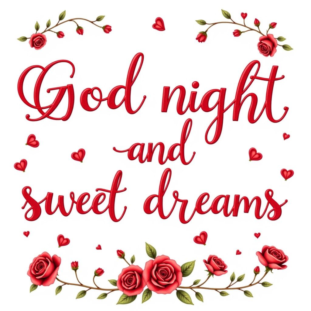 Good Night Sweet Dreams Text Illustration