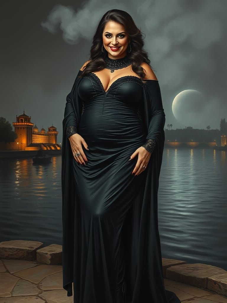 Gothic Egyptian Goddess in Oil on Canvas