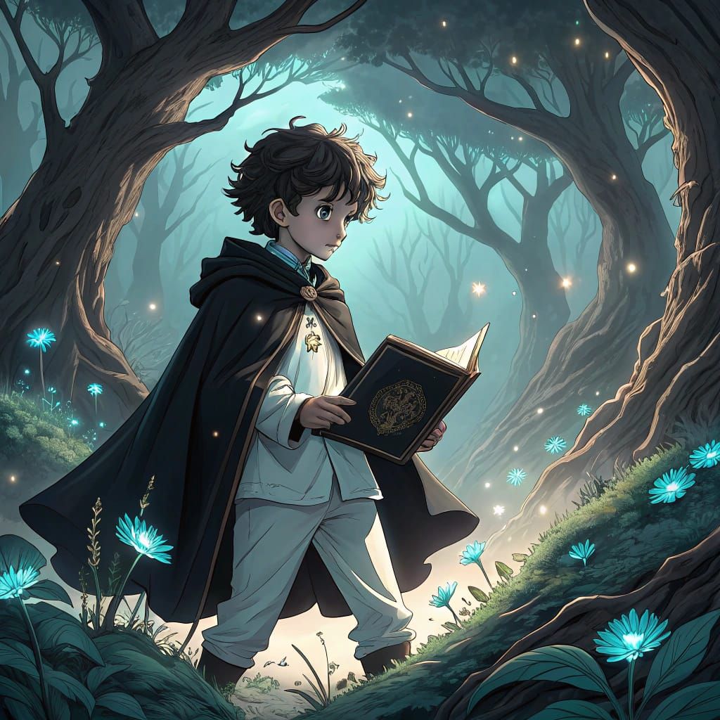 Heroic Young Mage Stands Tall in Dark Fantasy World