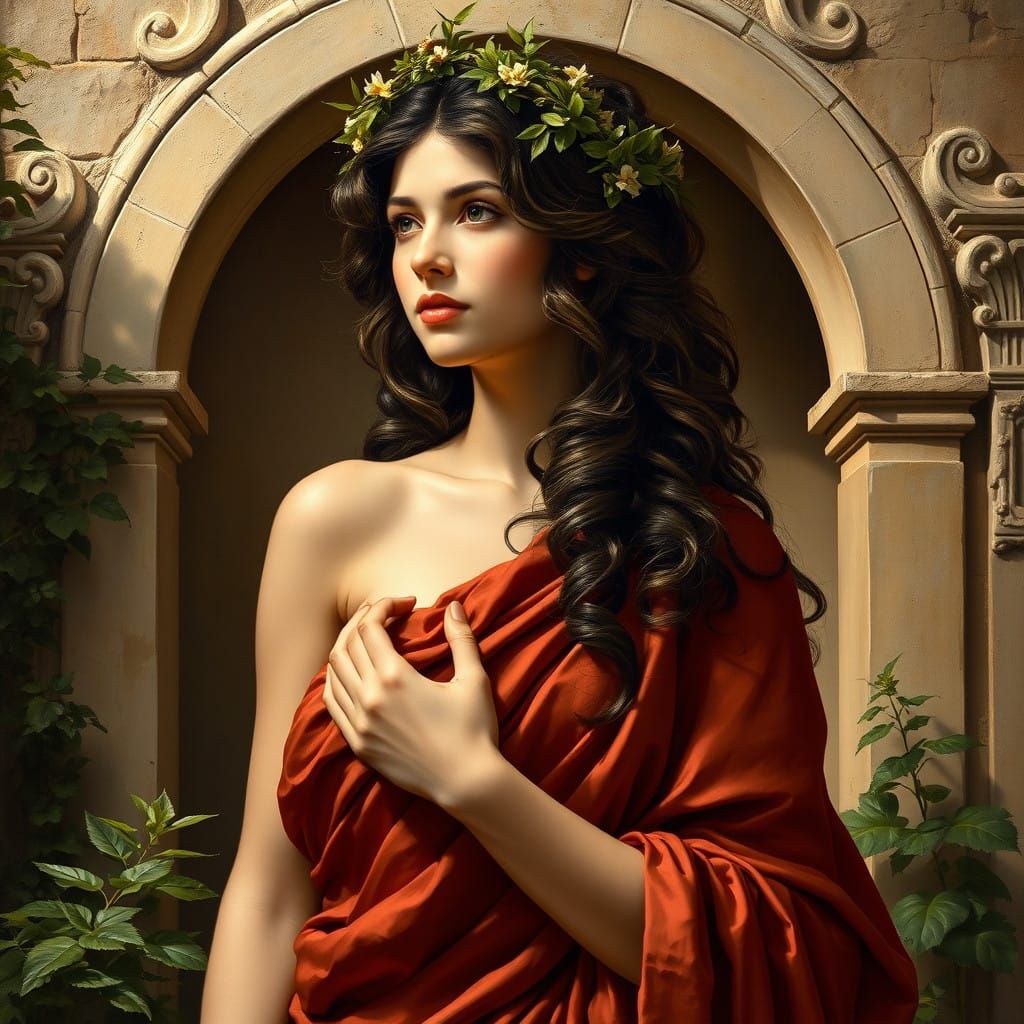 Elegant Renaissance Nymph Portrait in Classical Style