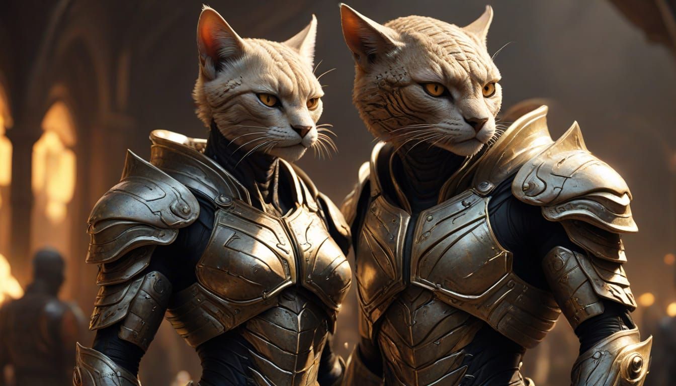 Feline Humanoid Aliens in Majestic Armor