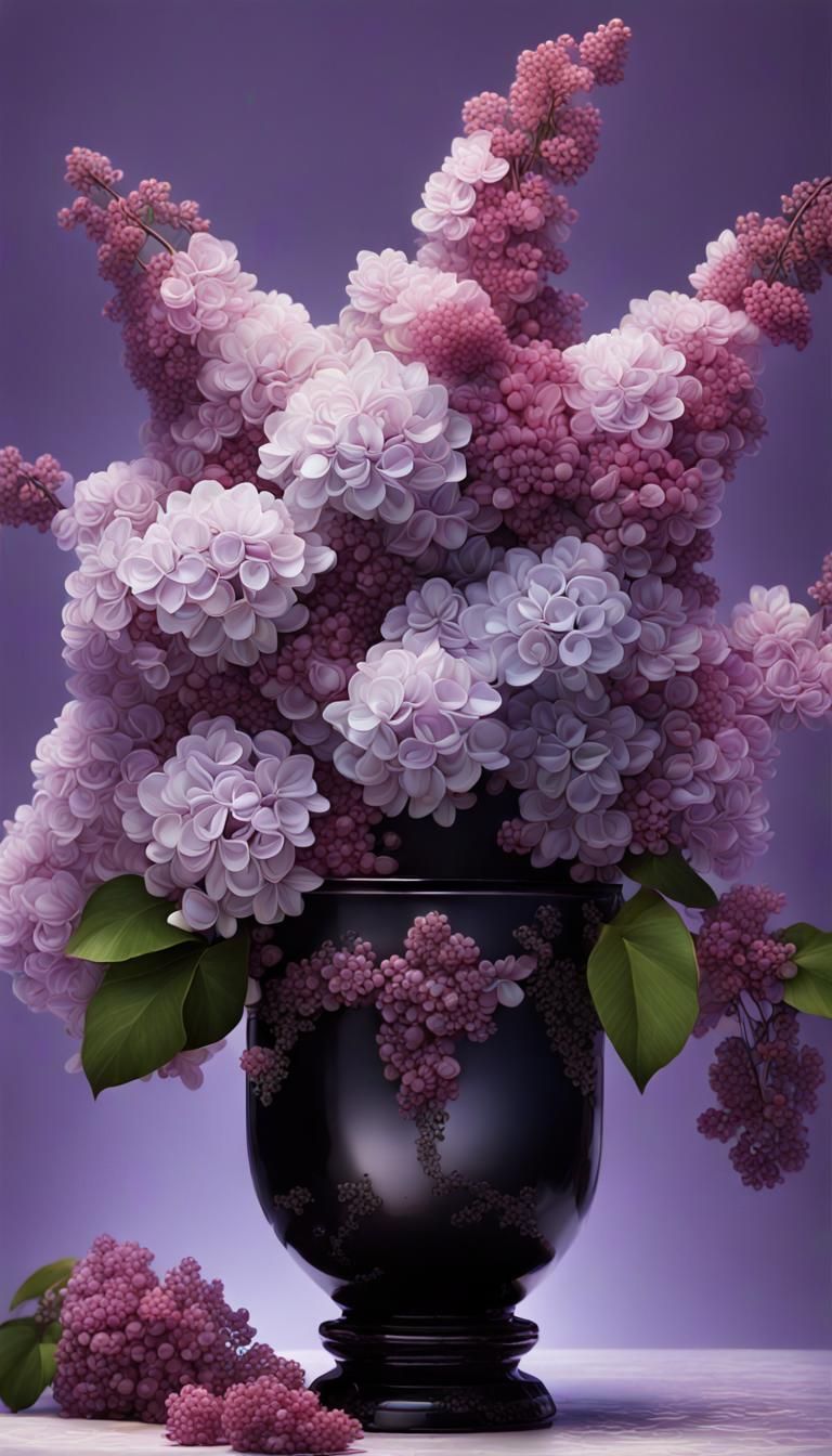 Gothic Still Life: Purple Flowers and Raven Skull