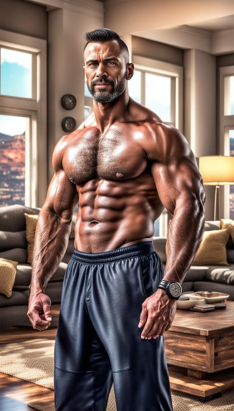 Muscular Man in Briefs: Photorealistic HDR Image