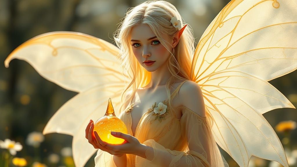 Ethereal Spring Fairy with Porcelain Skin