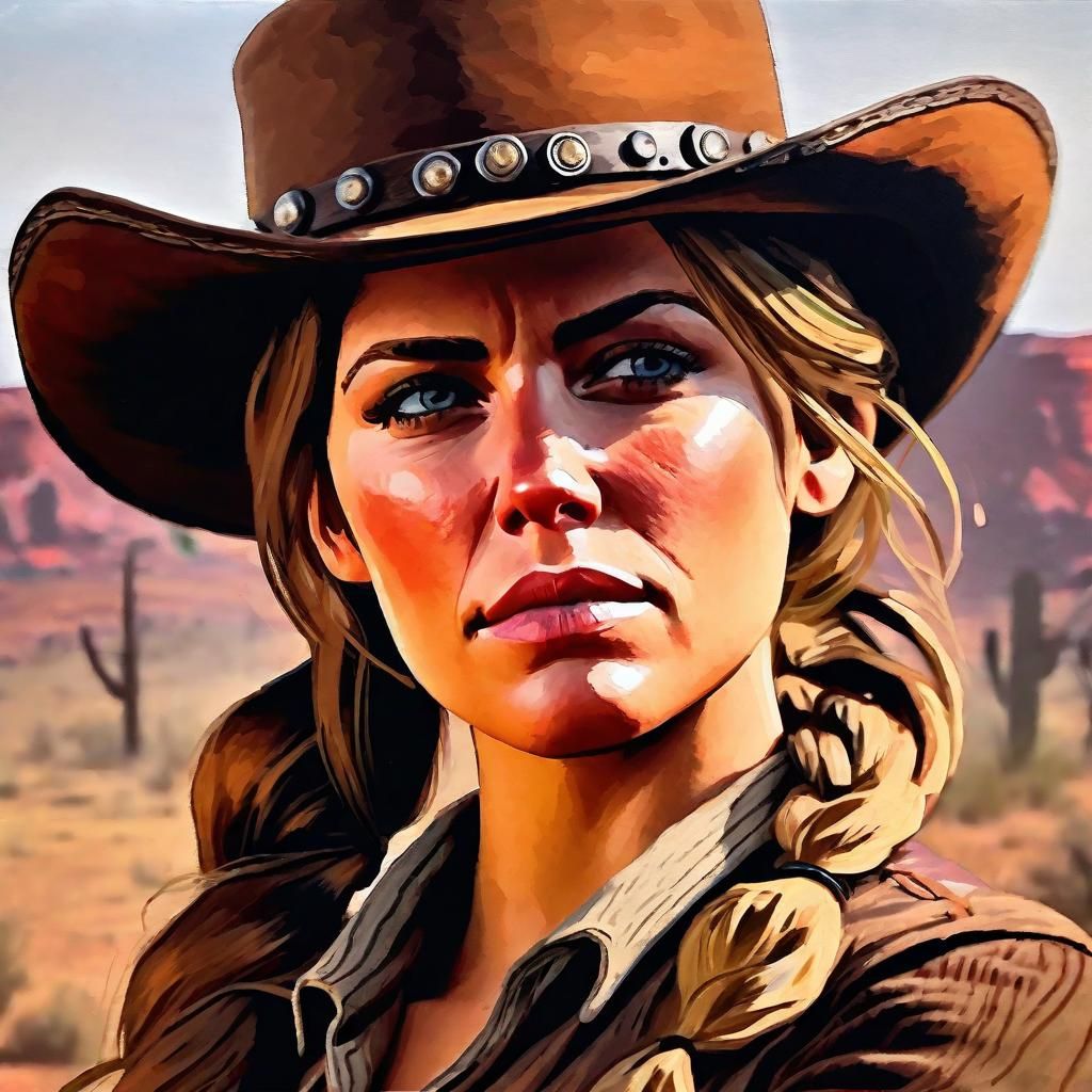 Acryllic art portarit of Sadie Adler from Red Dead Redemption 2