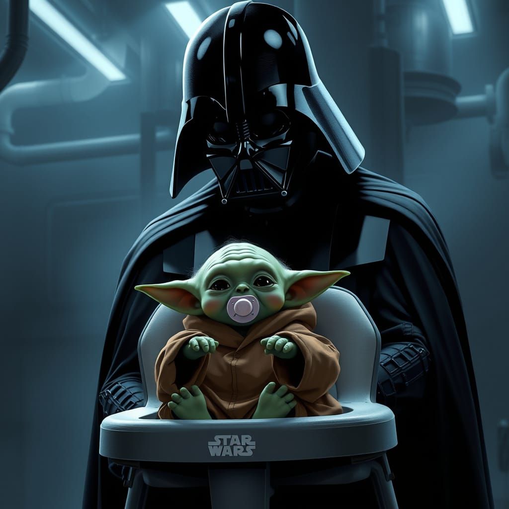 Dark Lord Watches Over Young Padawan