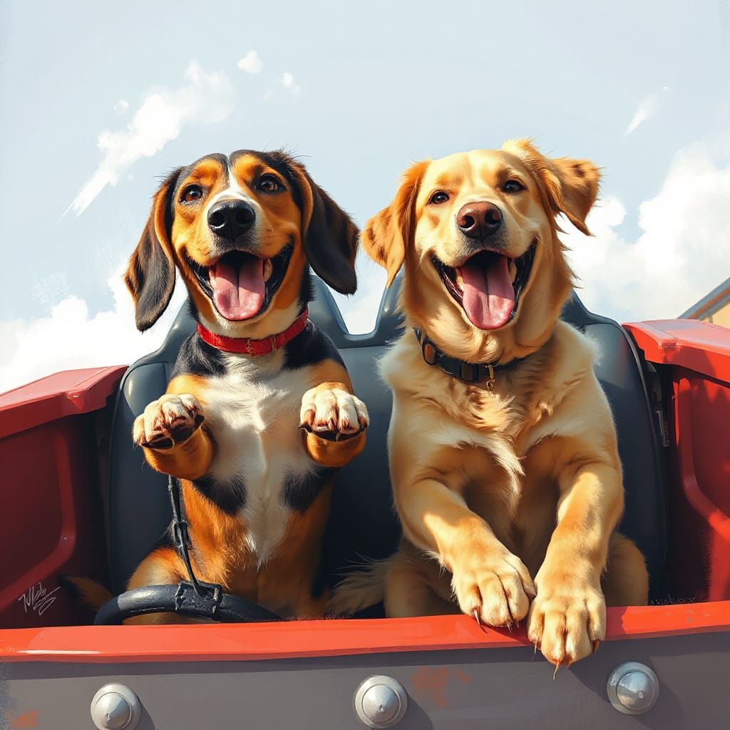 Dogs on a Roller Coaster: Digital Painting