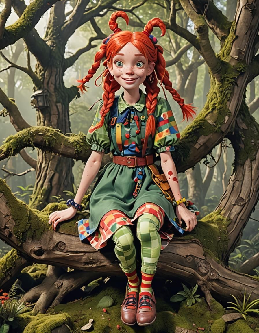 Pippi Longstocking in Lush Jungle Scene