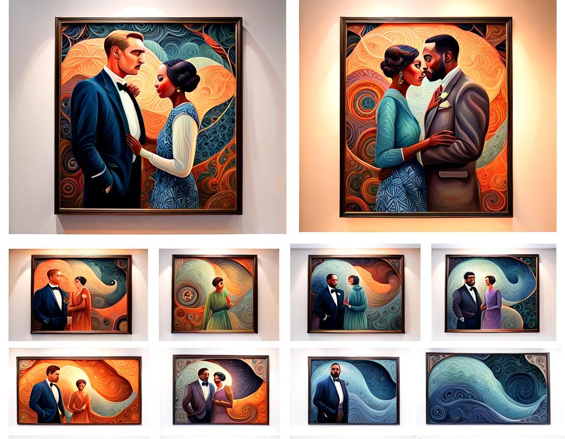 Southern Couple Portrait in Neo-Impressionist Watercolor