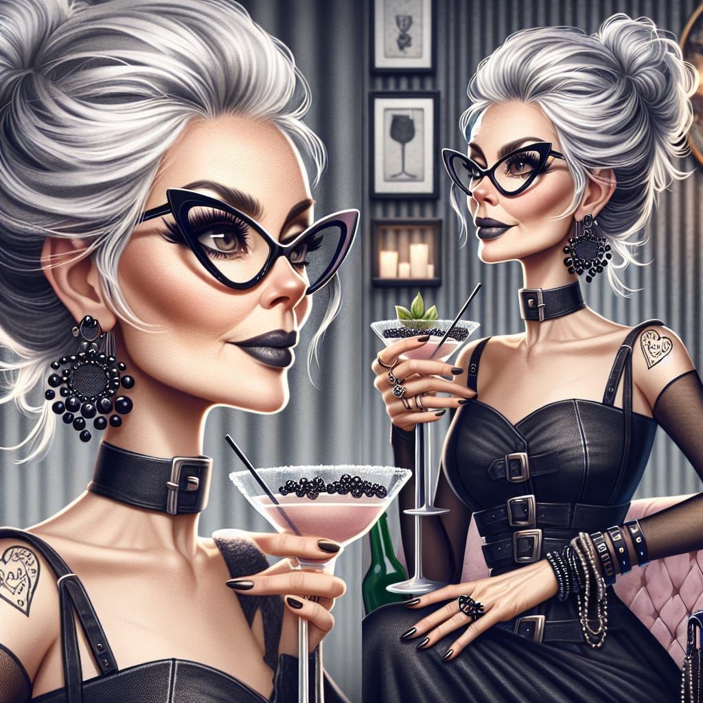 Bohemian Woman with Heart Tattoo in Cocktail Lounge