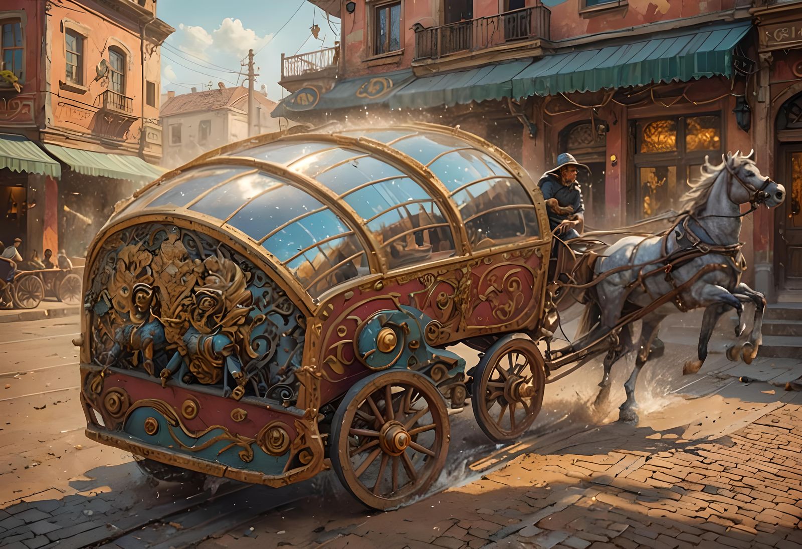 Hyperrealistic Old Time Chariot Concept Art