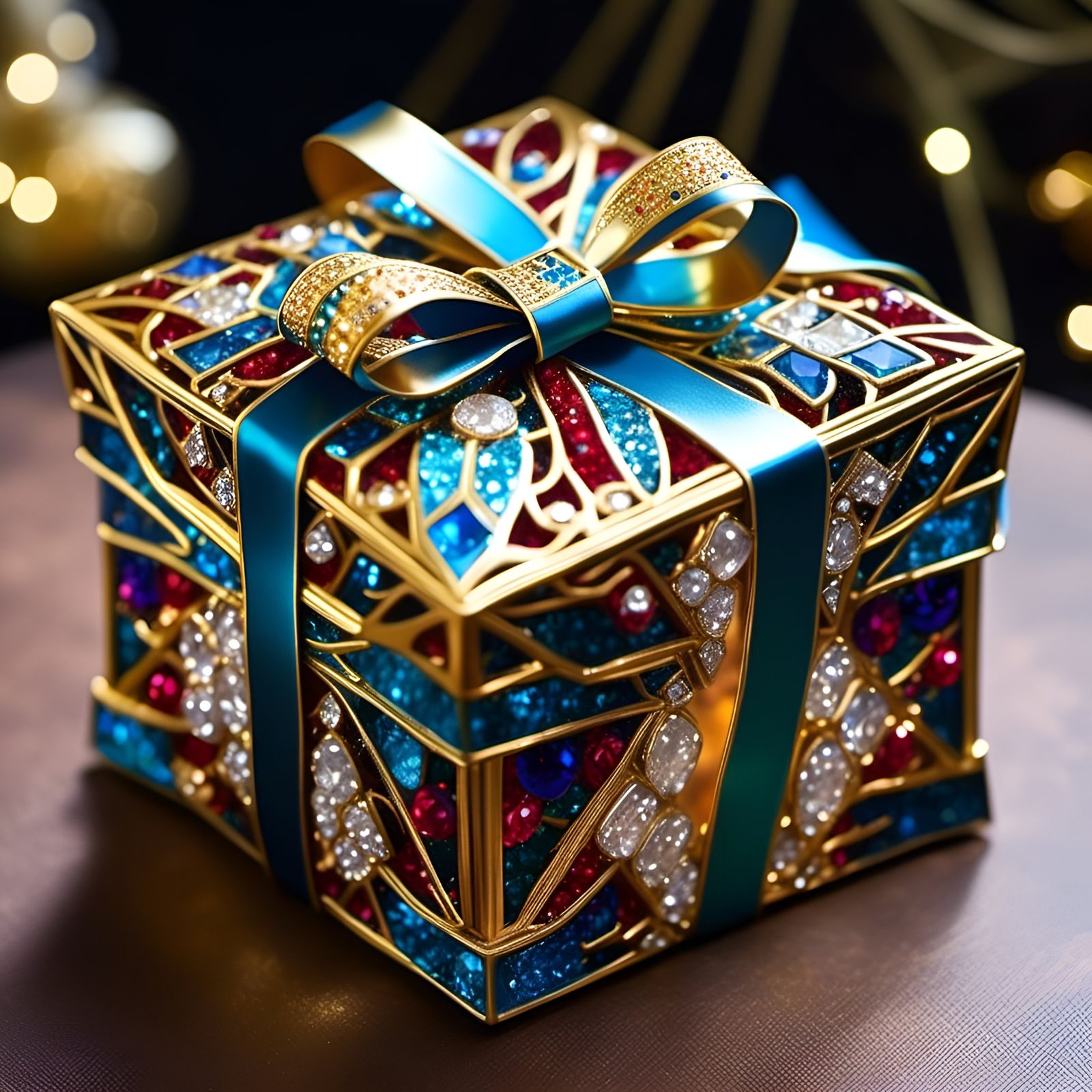Spectacular Gift-Wrapped Present with Shiny Paper and Bow