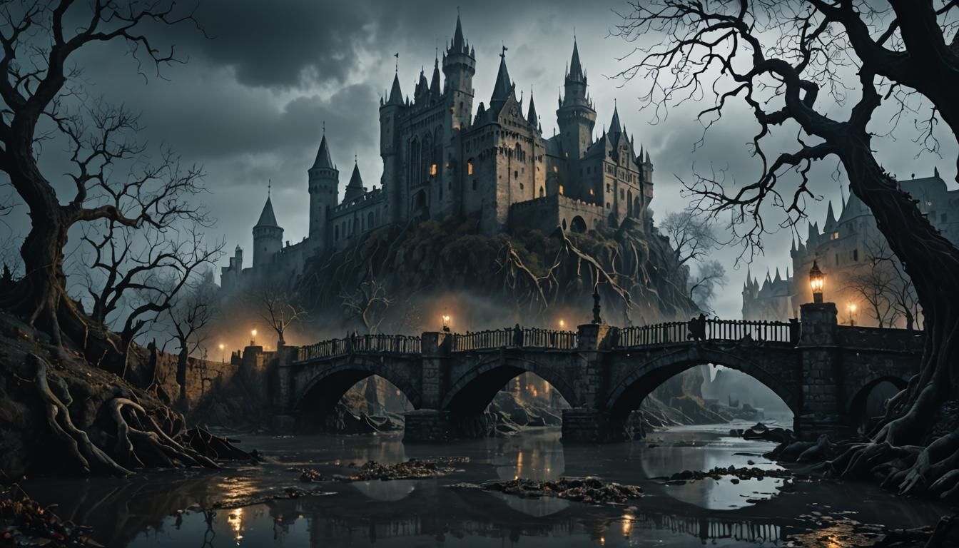 Foreboding Gothic Castle in Dark Fantasy Style