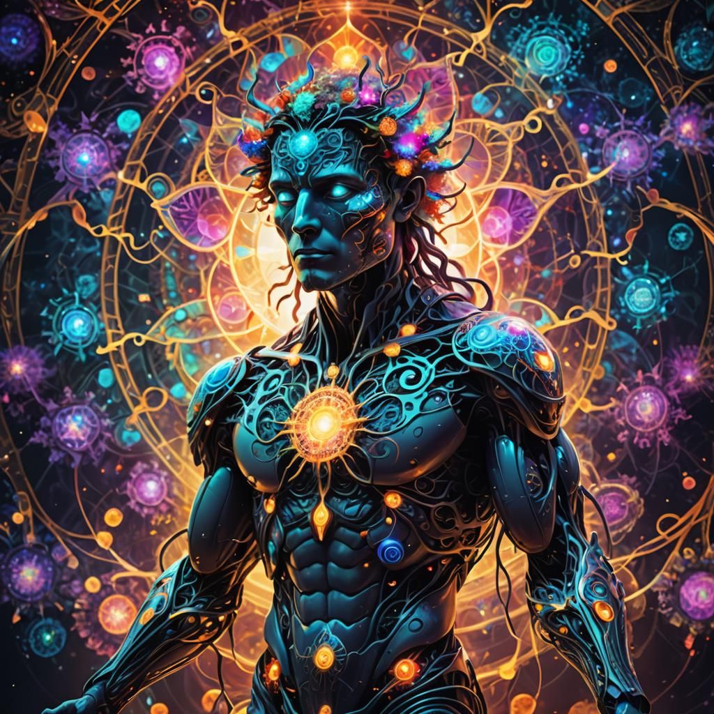 Mystical Cosmic Figure in Psychedelic Concept Art