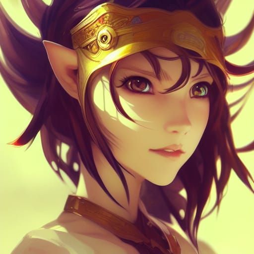 Anime Elf Portrait in Hyperdetailed Digital Art