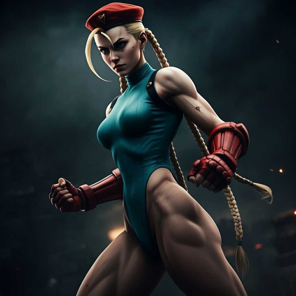 Cammy from Street Fighter in Cinematic Film Still