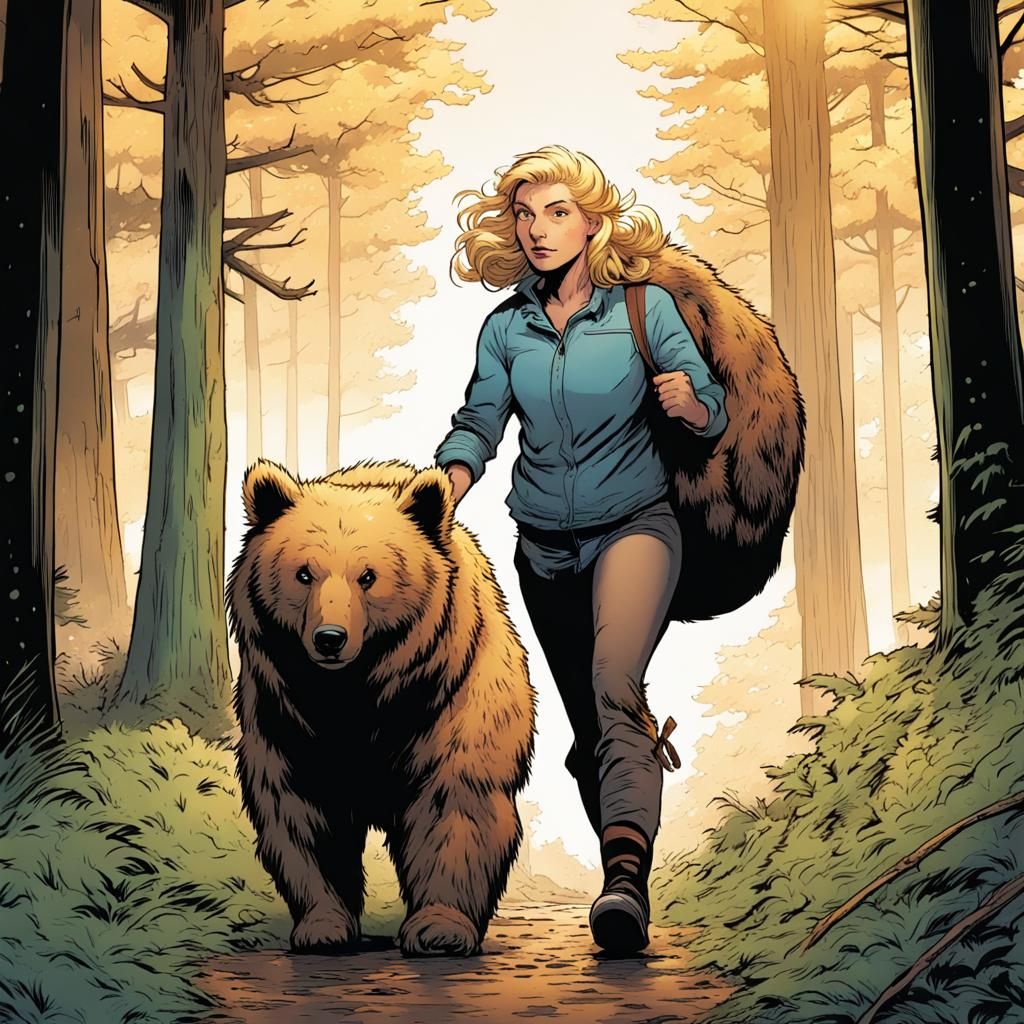 Goldilocks' Forest Walk: Comic Book Style Art