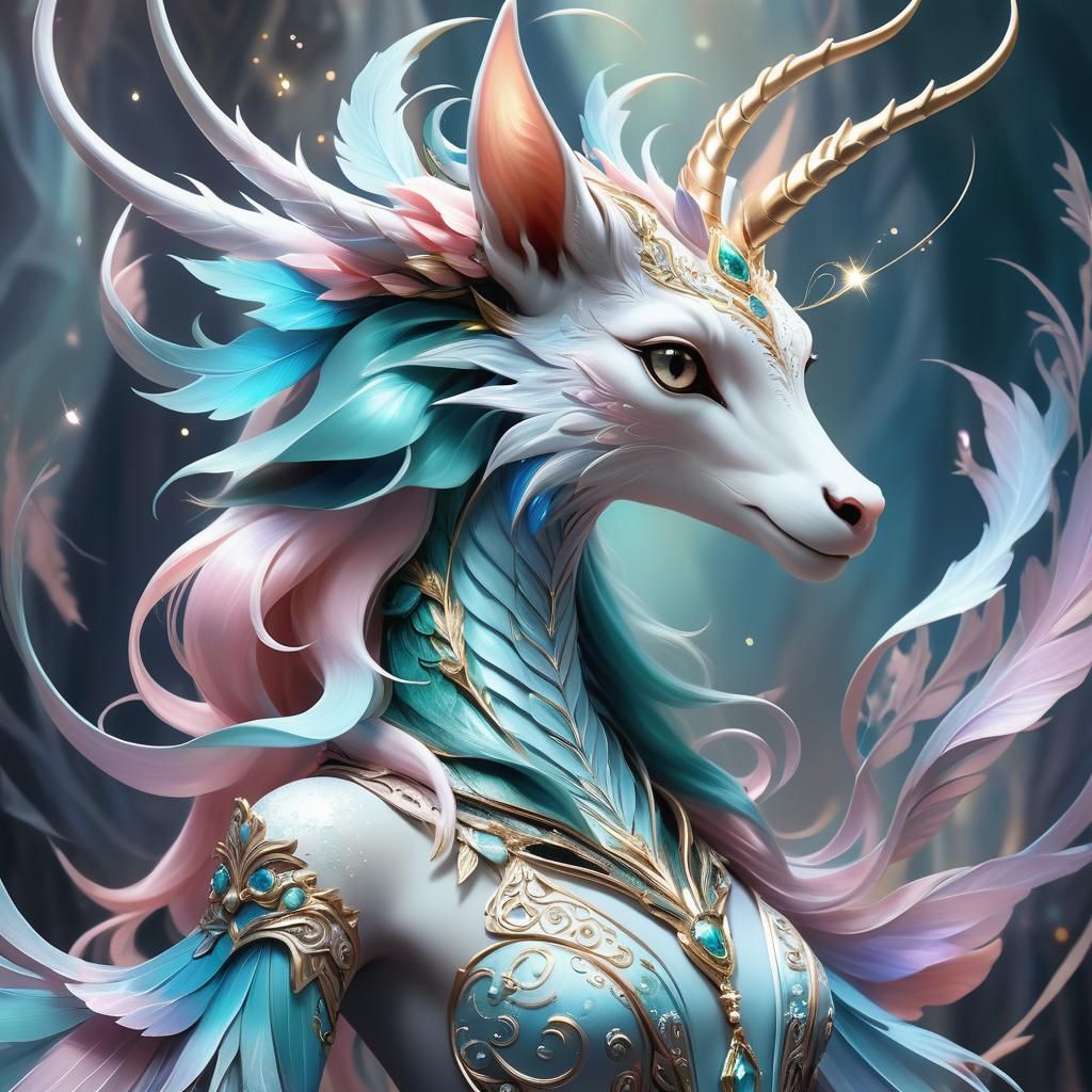Ethereal Fantasy Creature in Soft Pastel Colors