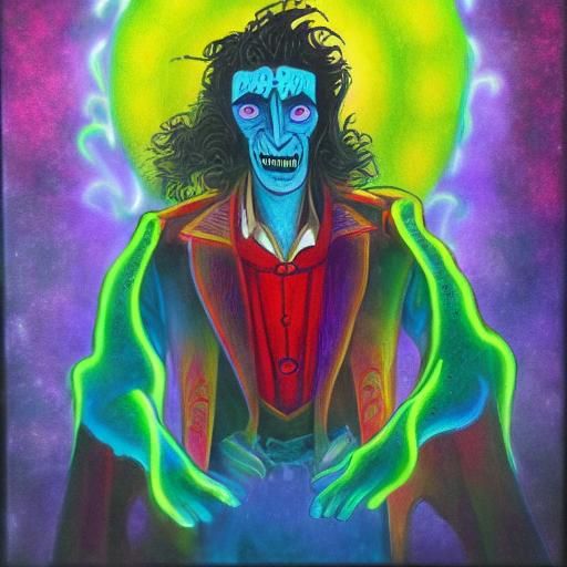 Nebula Art: Dracula in Radiant, Bioluminescent Realism