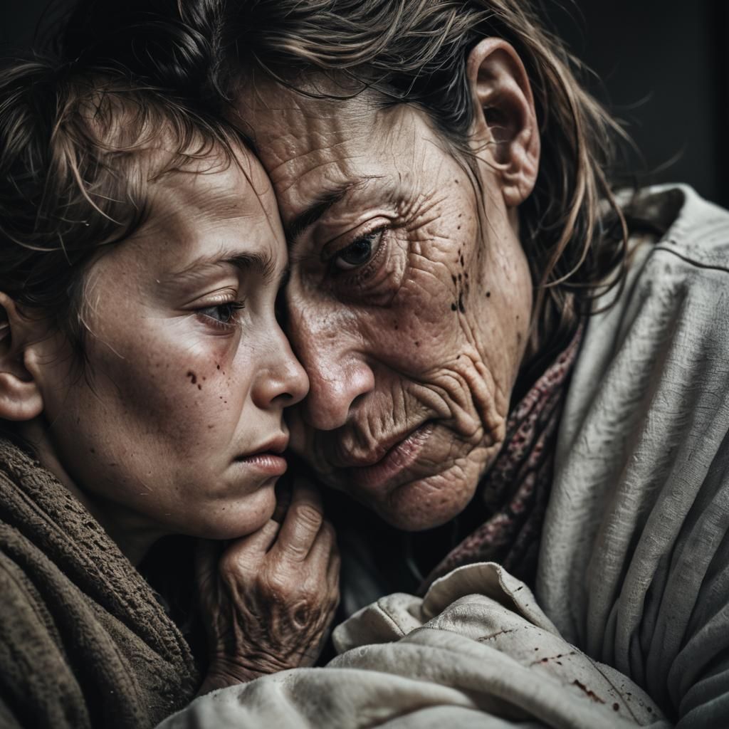 Tired Mother and Baby Portrait