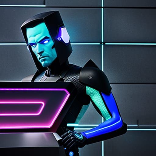 Tron-Inspired Neon Sculpture in Electric Blue Glow