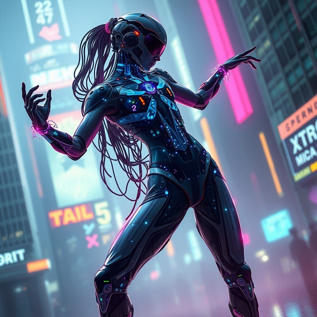 Cyberpunk Dancer in a Neon Metropolis