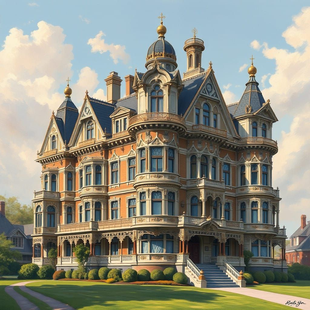 Grand Victorian Mansion in Epic Impressionist Style